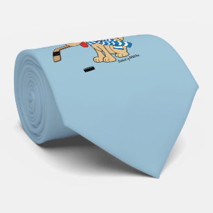 Cartoon Hockey Hond Stropdas