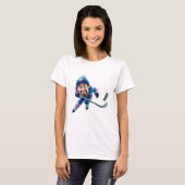 Cartoon Hockey Player Skating with Intense Express T-shirt (Voorkant volledig)