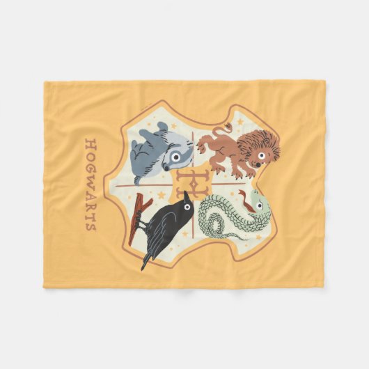 Cartoon Hogwarts Crest Fleece Deken (Voorkant (Horizontaal))