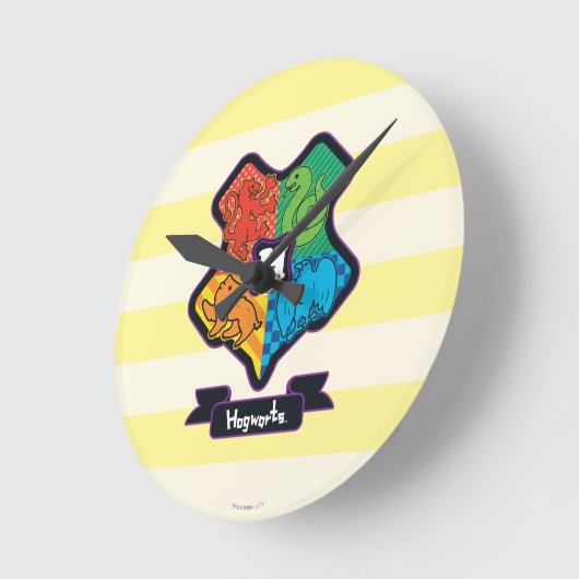 Cartoon Hogwarts Crest Ronde Klok (Hoek)