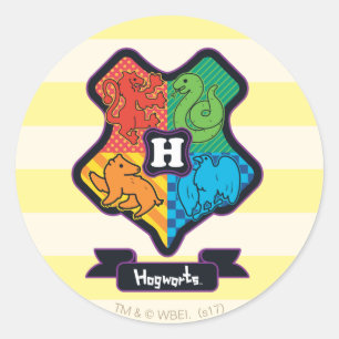 Cartoon Hogwarts Crest Ronde Sticker
