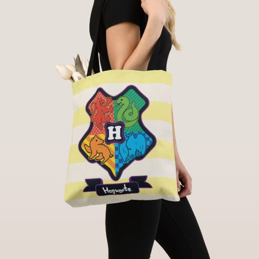 Cartoon Hogwarts Crest Tote Bag (Dichtbij)