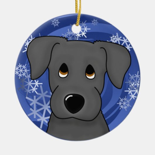 Cartoon Holiday Black Lab Ornament (Voorkant)