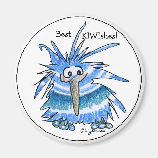 Cartoon Holiday Blue Kiwi Magnet (Voorkant)