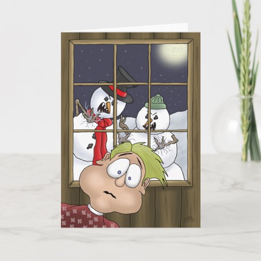 Cartoon Holiday Cards: Sneeuwzombies Feestdagen Kaart (Voorkant)