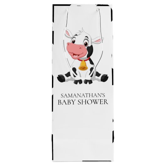 Cartoon Holly Koe BABY SHOWER Wine Gift Bag Wijn Cadeautas (Achterkant)