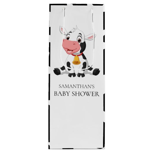 Cartoon Holly Koe BABY SHOWER Wine Gift Bag Wijn Cadeautas (Voorkant)