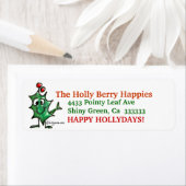 Cartoon Holly Stickers voor kerstadressen (Insitu)