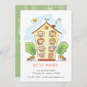 Cartoon Home Moving Announcement Card Kaart