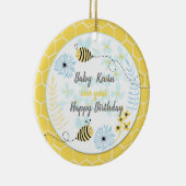 Cartoon hommels tegen een achtergrond van blauw, g keramisch ornament (Rechts)