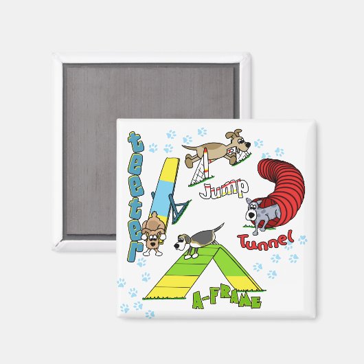 Cartoon Hond Agility Magnet (Voorkant / Achterkant)