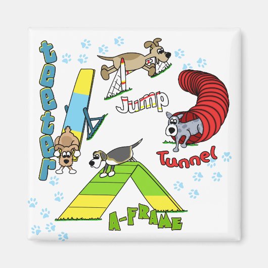 Cartoon Hond Agility Magnet (Voorkant)