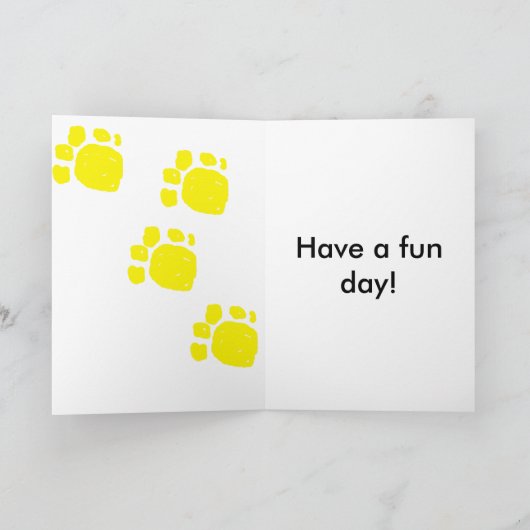 Cartoon hond blij 3e verjaardag naam kaart (Binnen)