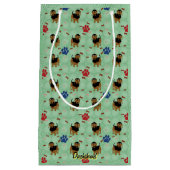 Cartoon Hond - Dachshund Zwart en Tan Tiled Klein Cadeauzakje (Voorkant)