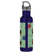 Cartoon Hond - Dachshund Zwart en Tan Tiled Waterfles (Achterkant)