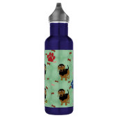 Cartoon Hond - Dachshund Zwart en Tan Tiled Waterfles (Rechts)