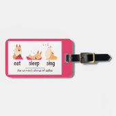 Cartoon Hond Eten Slapen Zingen Bagagelabel (Voorkant horizontaal)