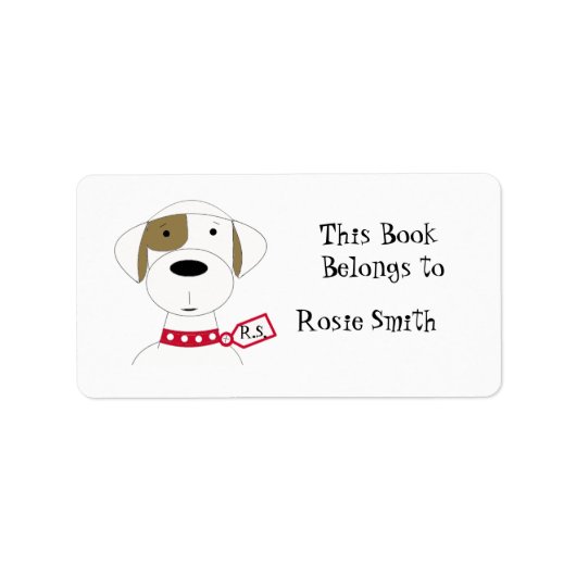 Cartoon Hond Ex Libris Etiket (Voorkant)