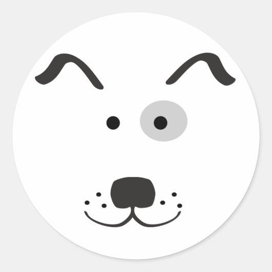Cartoon Hond Gezicht Illustratie Ronde Sticker (Voorkant)