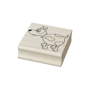 Cartoon Hond Hout Gemonteerde Rubber Stamp Rubberstempel