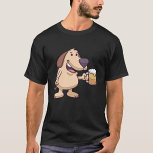 Cartoon Hond Karakter Genieten van Bier voor Volwa T-shirt