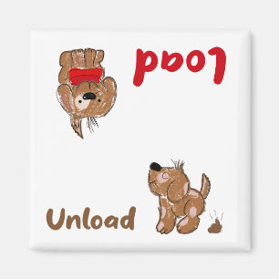 Cartoon hond, laden en lossen vaatwasser magneet