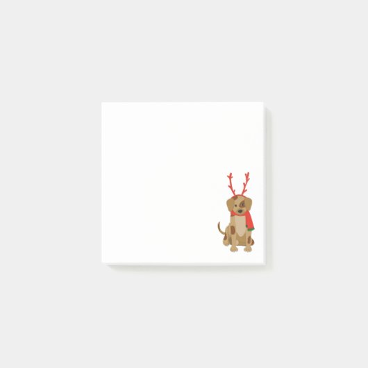 Cartoon Hond met gewei en sjaal Post-it® Notes (Voorkant)