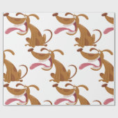 Cartoon hond met grote glimlach en tong uit cadeaupapier (Vlak)