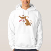 Cartoon hond met grote glimlach en tong uit hoodie (Voorkant)