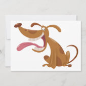 Cartoon hond met grote glimlach en tong uit kaart (Voorkant)