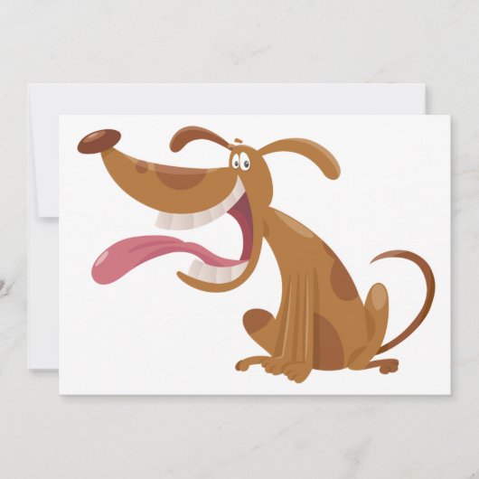 Cartoon hond met grote glimlach en tong uit kaart (Voorkant)