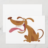 Cartoon hond met grote glimlach en tong uit kaart (Voorkant / Achterkant)
