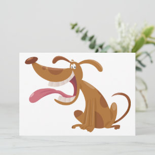 Cartoon hond met grote glimlach en tong uit kaart