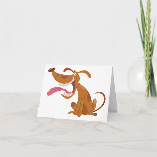 Cartoon hond met grote glimlach en tong uit kaart