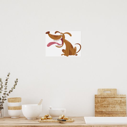 Cartoon hond met grote glimlach en tong uit poster (Keuken)