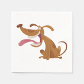 Cartoon hond met grote glimlach en tong uit servet (Voorkant)