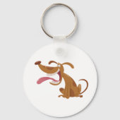 Cartoon hond met grote glimlach en tong uit sleutelhanger (Voorkant)