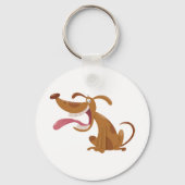 Cartoon hond met grote glimlach en tong uit sleutelhanger (Achterkant)