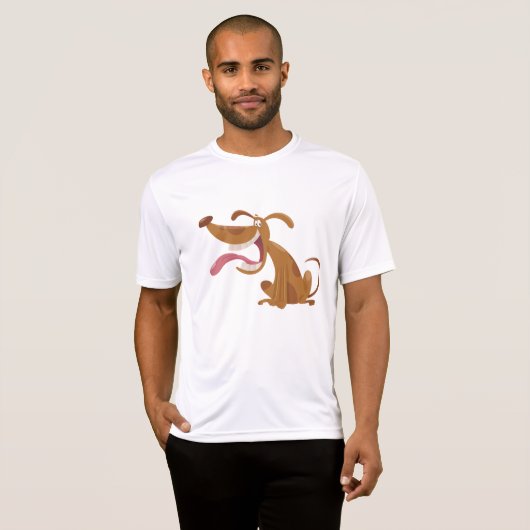 Cartoon hond met grote glimlach en tong uit t-shirt (Voorkant volledig)