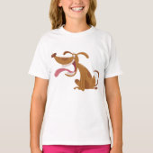 Cartoon hond met grote glimlach en tong uit t-shirt (Voorkant)