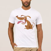 Cartoon hond met grote glimlach en tong uit t-shirt (Voorkant)