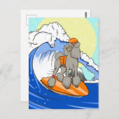Cartoon hond poedel surfen briefkaart (Voorkant / Achterkant)