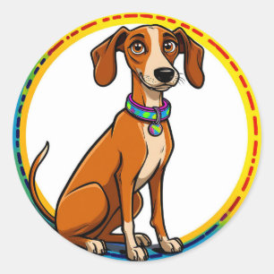 Cartoon Hond Portret Schattig Gelukkig Huisdier Ku Ronde Sticker