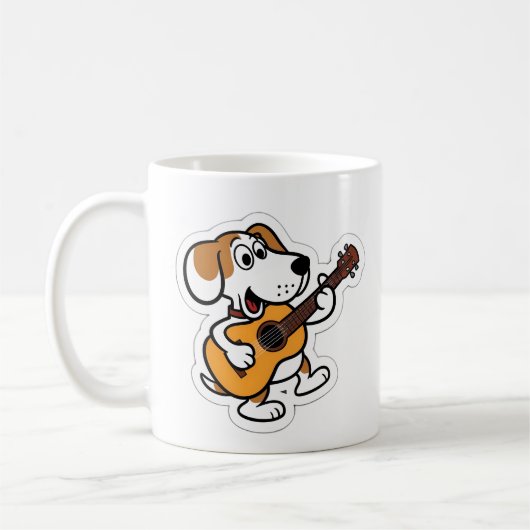 Cartoon hond spelen een gitaar koffiemok (Links)