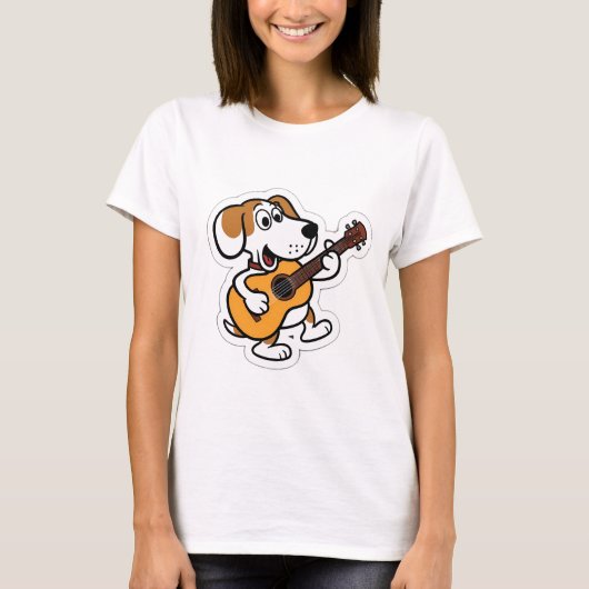 Cartoon hond spelen een gitaar t-shirt (Voorkant)
