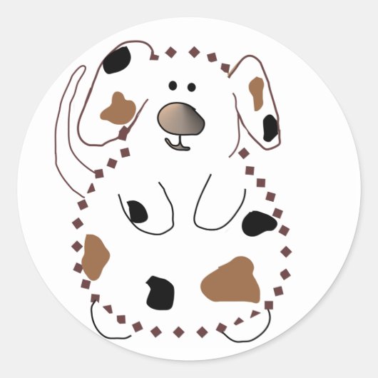 Cartoon Hond Tshirts en geschenken Ronde Sticker (Voorkant)