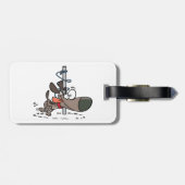 Cartoon Hond Verward Rond Pool Met Leash Bagagelabel (Achterkant horizontaal)