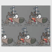 Cartoon Hond Verward Rond Pool Met Leash Cadeaupapier (Vlak)