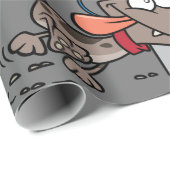 Cartoon Hond Verward Rond Pool Met Leash Cadeaupapier (Rol Hoek)
