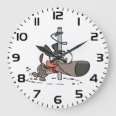 Cartoon Hond Verward Rond Pool Met Leash Grote Klok (Voorkant)